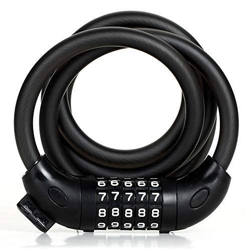 Bike Lock : Bike Cable Locks, Strong Security 5 Digit Resettable Combination Coiling Lock, Black Long Anti-Theft Bicycle Cycling Cable Lock For Folding Bike Bicycle Outdoors
