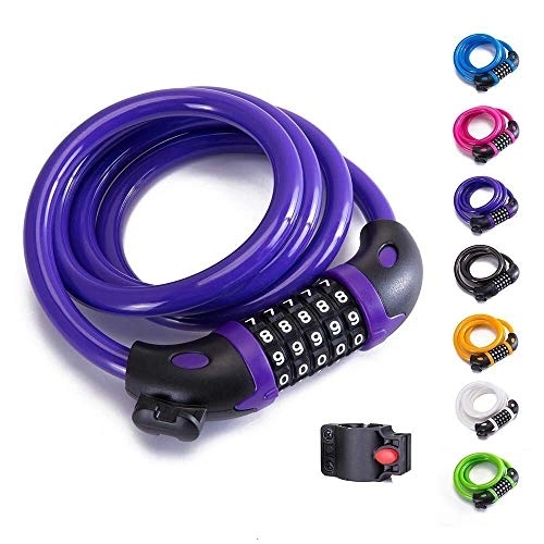 Bike Lock : Bike Chain Lock 5-Digit Combination Lock Bicycle Lock Resettable Combination Coiling Bike Cable Lock for Bicycle Outdoors