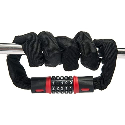 Bike Lock : Bike Chain Locks, 5 Digit Codes Resettable Combination Coiling Lock, Red Security Anti-Theft Bicycle Chain Lock, Password Lock For Bike Bicycle Cycling Outdoors