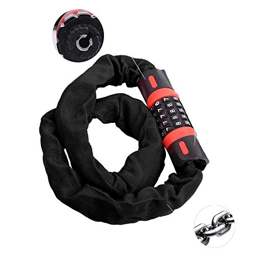 Bike Lock : Bike Chain Locks, Red Security 5 Digit Codes Resettable Combination Coiling Lock, Safe Anti-Theft Bicycle Chain Lock, Password Lock For Bike Bicycle Cycling Outdoors