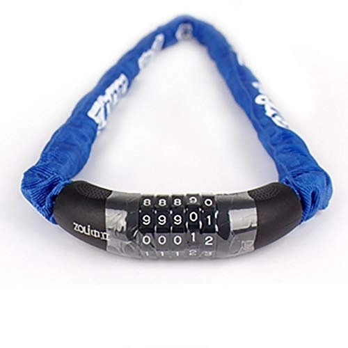 Bike Lock : Bike Chain Locks, Security 5 Digit Codes Resettable Combination Coiling Lock, Blue Anti-Theft Bicycle Chain Lock, Password Lock For Bike Bicycle Cycling Outdoors