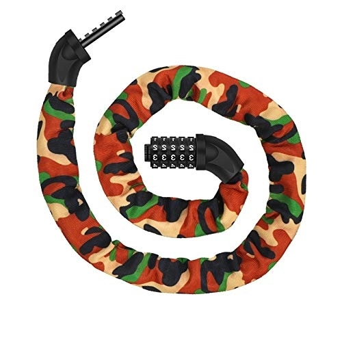 Bike Lock : Bike Chain Locks, Security 5 Digit Codes Resettable Combination Coiling Lock, Camouflage Safe Anti-Theft Bicycle Chain Lock, Password Lock For Bike Bicycle Cycling Outdoors