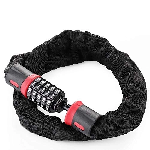 Bike Lock : Bike Chain Locks, Security 5 Digit Codes Resettable Combination Coiling Lock, Safe Strong Red Anti-Theft Bicycle Chain Lock, Password Lock For Bike Bicycle Cycling Outdoors