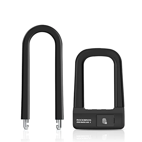 Bike Lock : Bike Fingerprint U Lock Anti-Theft USB Rechargeable Key Emergency ANSI lSO / IEC19794-2 Moto Door Lock Bike Accessories (Color : Long Body with Lock)