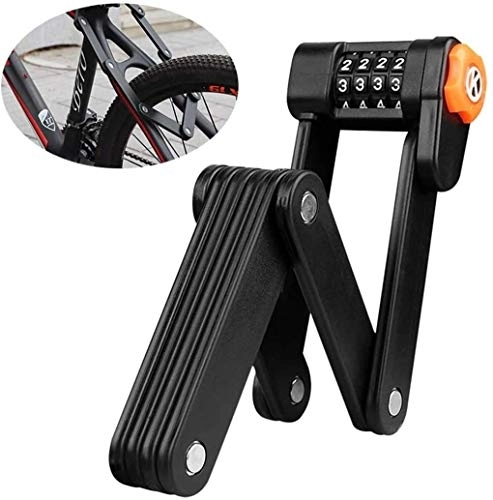 Bike Lock : Bike Folding Lock, Alloy Steel MTB Road Lock Anti-Theft Lock 4-Digit Combination Lock Safe Cycling Accessories