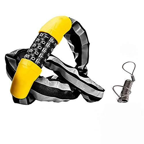 Bike Lock : Bike Lock 5-Digit Code Anti-Theft Combination Bicycle Chain Lock, High Security with Reflective Strips Multipurpose Use, Lock + thin steel cable