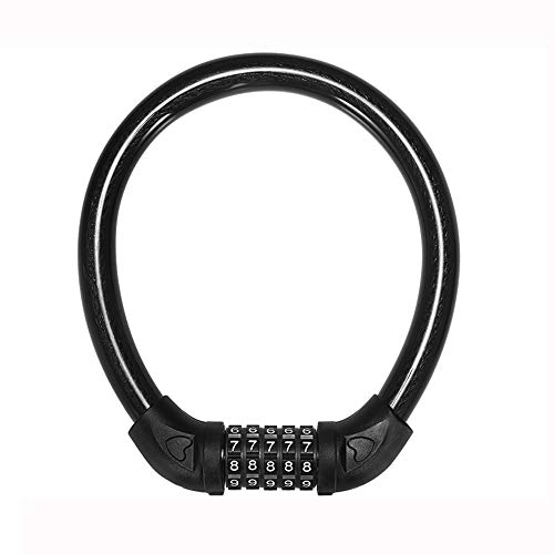 Bike Lock : Bike Lock, 5-Digit Resettable Combination 1.6foot Bicycle Chain Cable Locks (Color : Black, Size : 50cm)