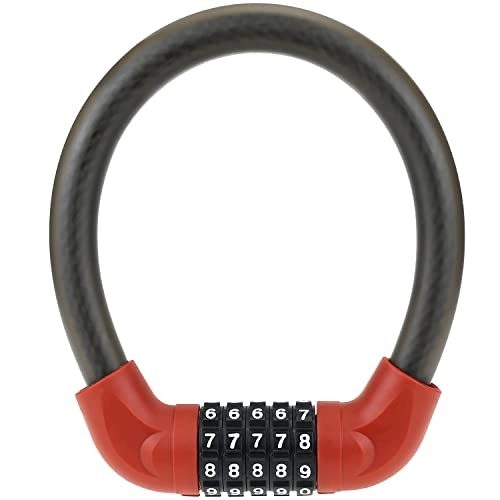 Bike Lock : Bike Lock, 5-Digit Resettable Combination Anti Theft Mini Portable Bicycle Cable Locks for Bike Motorcycle Scooter (Red-12inch)