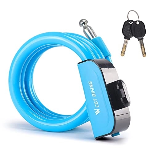 Bike Lock : Bike Lock Anti Theft Security Bicycle Accessories Cable Lock MTB Road Bike Multicolor Cycling Portable Wire Lock (Color : Blue)