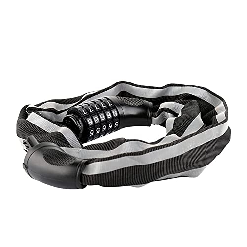 Bike Lock : Bike Lock / Bicycle Lock / Cycling Lock, Bicycle Chain Lock, 5-Digit Resettable Combination Lock, Alloy Steel Chain with Nylon Cover, Reflective Design, Suitable for Multiple Purposes, Gray