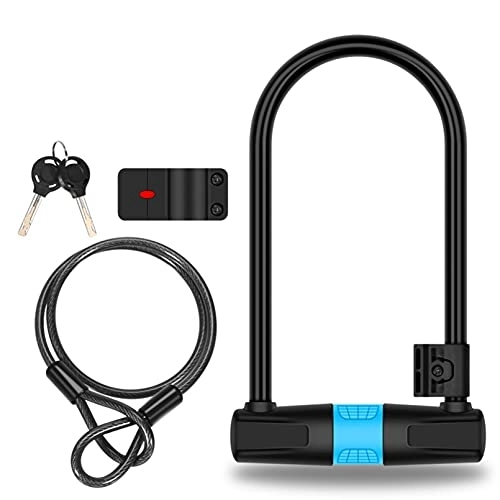 Bike Lock : Bike Lock / Bicycle Lock / Cycling Lock, Cycling U-Shaped Locks, Anti-Theft Zinc Alloy Lock, with 1.2M Steel Cable / Fixed Bracket / 2 Keys, ​For Bicycle, Moto, Door, Stroller, Blue
