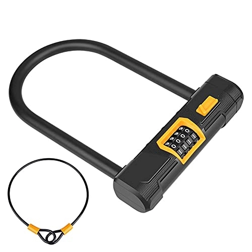 Bike Lock : Bike Lock / Bicycle Lock / Cycling Lock, U-Shaped Anti-Theft Lock, 4-Digit Resettable Combination Lock, Zinc Alloy Material, Suitable for Multiple Purposes, Black, B