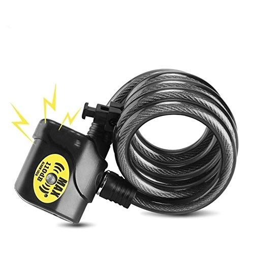 Bike Lock : Bike Lock Bike Lock Bicycle Electronic Alarm Lock Cycling Loud Cable Bicycle Anti-Theft Locks For bicycles and motorcycles (Color : Black)