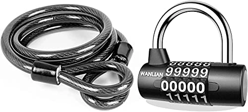 Bike Lock : Bike Lock, Bike Lock Cable [Combination] [1.2 m Coiling Cable] [Outdoor] - Ideal for Bike, Electric Bike, Skateboards, Strollers, Lawnmowers and Other Outdoor Equipments bike lock with key JIAOXIAOHUI