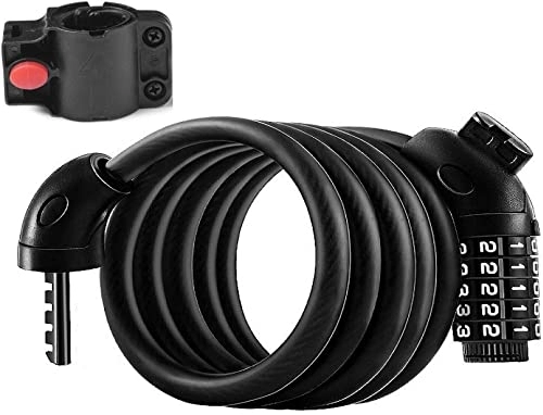 Bike Lock : Bike Lock Cable High Security 5 Digit Resettable Bicycle Combination Coiling Bike Lock with Mounting Bracket 1 / 2 Inch Diameter 4 Feet(2 Pack)