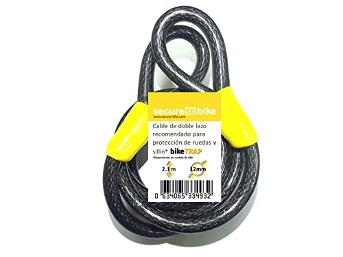 Bike Lock : Bike lock: Double-loop steel cable (2, 1m x 12mm) for bikeTRAP antitheft wall rack