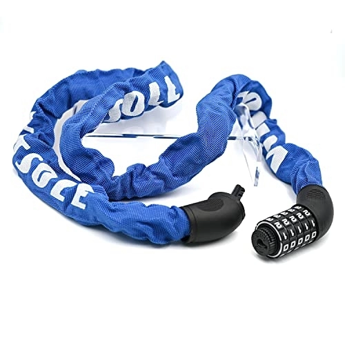 Bike Lock : Bike Lock Heavy Duty Bicycle Chain Bicycle Lock Cycling Lock - Extra Long 1200mm Chain Lock with 5 Digit Codes Combination or Bicycles Motorcycle Door Fence Scooter, 120cm (Blue)