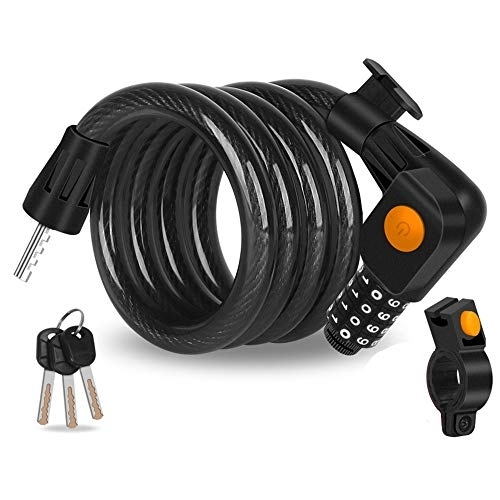 Bike Lock : Bike Lock High Security The Resettable Combination Lock Does not Require A Key Bicycle Lock Cable With Mounting Bracket 4 Positions for Bicycles Gates and Fences ( Color : Black , Size : One Size )