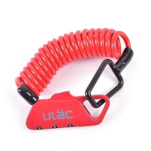 Bike Lock : Bike lock Mini Bicycle Lock Fold Backpack Cycling Helmet Bike Cable Lock Bicycle Anti-theft Digital Security Lock Cable Password-red bicycle lock (Color : Red)