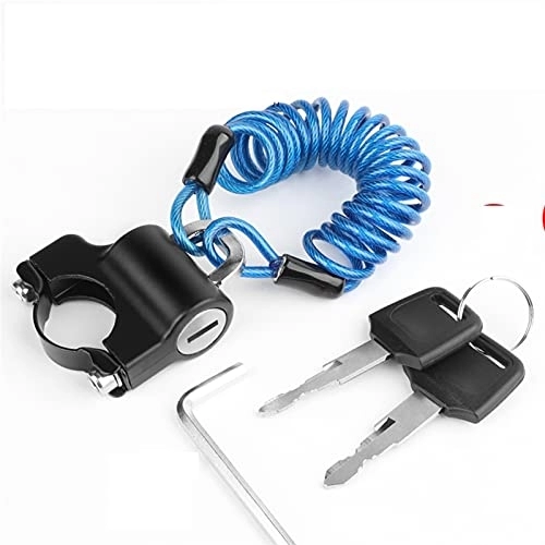 Bike Lock : Bike Lock Mini Bike Helmet Lock Anti-Theft Alloy Cable Lock for Helmet Bag Motorcycle Bicycle Accessories with Two Keys (Color : Blue Set)