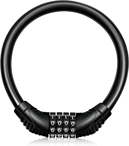 Bike Lock : Bike Lock Portable Bike Locks Cable High Security Bicycle Lock Cycling Lock with 4-Digits Codes Ideal to Secure Bike, Motorbike, Cycles