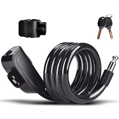 Bike Lock : Bike Lock - Portable Self Coiling Bicycle Cable Lock With Keys And Mounting Bracket For Outdoor Cycling Bicycle Securit