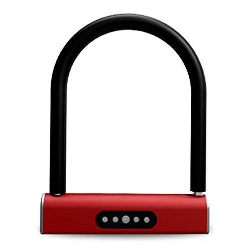 Bike Lock : Bike Lock Smart Bluetooth U-lock Anti-theft Lock Anti-hydraulic Shear APP Unlock Electric Motorcycle Bicycle Bicycle Lock Bicycle Lock (Color : Red, Size : One size)