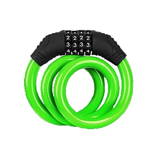 Bike Lock : Bike locks heavy duty, Bicycle Bike Cycle Lock Re Settable 4 Digit Dial Code Combination Security 12mm By 650mm Steel Cable Chain (Color : Green)