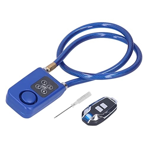 Bike Lock : Bike Rope Lock Alarm Lock Password Remote Control 4 Digit 110dB IP55 Waterproof Keyless Anti Theft for for Bike Bicycle(Blue)