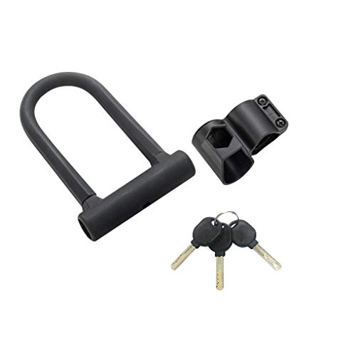 Bike Lock : Bike Security U Lock, Durable Steel Not Easy to Break Anti-Theft, with Lock Basket Easy Installation and Storage, Black