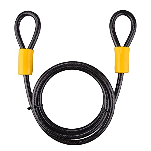 Bike Lock : Bike Steel Cable Lock Bicycle Security Steel Cable With Double Loop Flex Cable Lock Cable For U-Lock Padlock 820 (Color : Black, Size : 120cm)