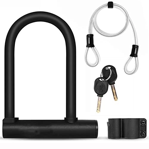 Bike Lock : Bike U Lock Bicycle Lock Bike Lock Heavy Duty Anti Theft, 16mm U Lock Combination and 4ft Length Security Cable, Keys with Sturdy Mounting Bracket