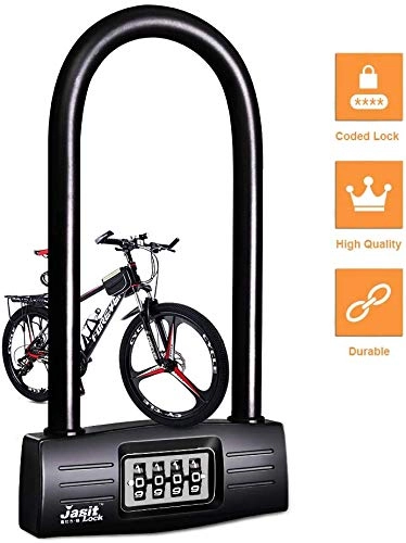 Bike Lock : Bike U Lock, Bicycle Lock, Heavy Duty Combination Scooter Motorcycles Password Lock Gate Lock for Anti Theft (Black)