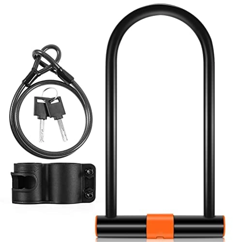Bike Lock : Bike U Lock, Bike Lock with Anti Theft Thick Steel Cable and High-Quality Mounting Bracket