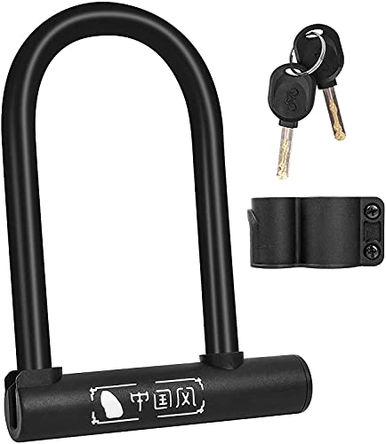 Bike Lock : Bike U-Lock D-Lock with 2 Keys, PVC Waterproof Rustproof Bicycle U-Shaped Lock for MTB, Road Bikes, Motorcycle, Shop Doors - with Mounting Bracket