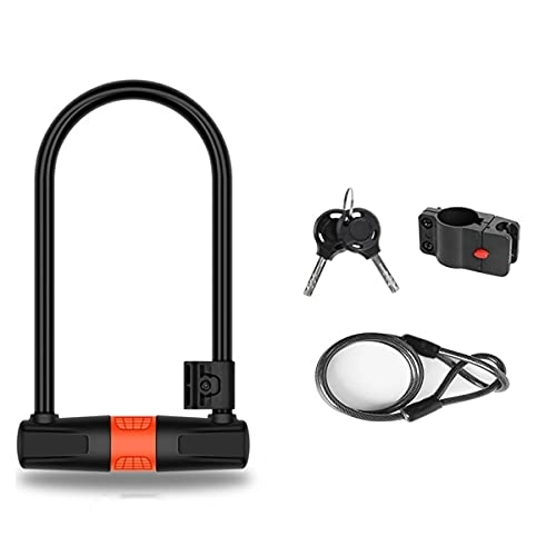 Bike Lock : Bike U Lock, Heavy Duty Combination Bicycle u Lock Shackle Security Cable with Sturdy Mounting Bracket and Key Anti Theft Bicycle Secure Locks (Color : BlackB, Size : 30CM-15CM)