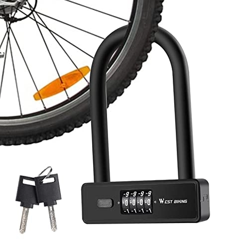 Bike Lock : Bike U Lock - Motorcycle Anti Theft Combination Lock with 2 Keys | Universal Scooter 4 Digit Lock for Security, Resettable Bicycle Lock for Electric Bike Onlynery
