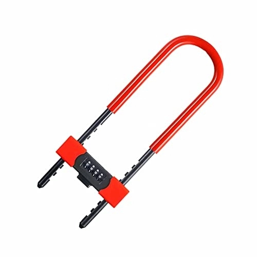 Bike Lock : Bike U Lock Outdoor Weatherproof with Combination Locks 4-Digit Dial Type Bicycle Lock Anti-Theft Red-410mm