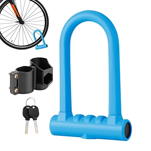 Bike Lock : Bike U Lock | Silicone Bike Locks Heavy Duty Anti Theft | Scooter Lock Steel Shackle Resistant to Cutting & Leverage Attacks with 2 Copper Keys Mounting Bracket for Bicycles Motorcycles Chulai