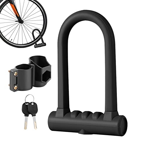 Bike Lock : Bike U Lock | Silicone Scooter Locks Anti Theft | Heavy Duty Bike Lock Steel Shackle Serpentine Key Slot with 2 Copper Keys Mounting Bracket Xiaoxin
