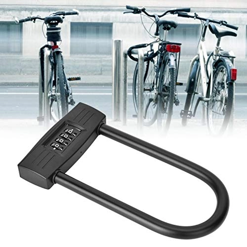 Bike Lock : Bike U-Lock, U-Type 4 Digit Combination Password Heavy-duty Anti-Theft Security Coded Lock for Bicycle / Motorcycle / Electric Bicycle, Resettable, Dust Cover
