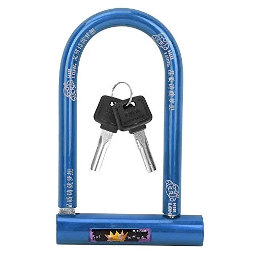 Bike Lock : Bike U-Lock with Keys, Bike U-Lock High Strength Steel Bicycle Heavy Duty Anti-Theft U-Lock Waterproof Dustproof Pure Copper Core U Locks Glass Door U-Lock for House Door Bike Office(Blue)