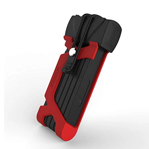 Bike Lock : BIKEULTIMATE Alloy Folding Cycling Lock Road Mountain Bike Bicycle Lock Anti-theft Cycling Accessories Security Strong Motorcycle Lock, Red
