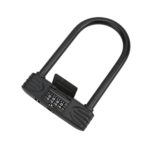 Bike Lock : Black U Lock, 4 Digit Password 10000 Combinations High Hardness Rustproof Anti Theft Password Lock, Resistant to Pressure, Cutting and Violence for Bike Electromobile