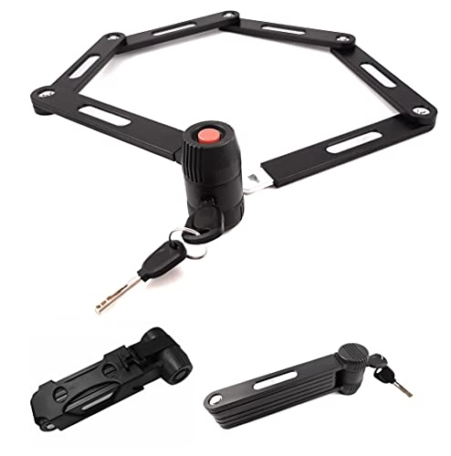 Bike Lock : Bonin Folding Lock for Bicycle, Mountain Bike, Road Bike, Length 840 mm, Steel Pivoting, Portable with Bracket and 2 Keys