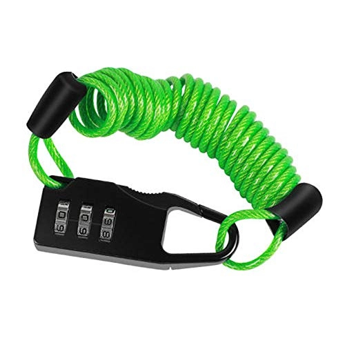 Bike Lock : BOOUEYY Abuse of bicycle lock Bicycle Lock Anti-theft Mini Helmet Lock Motorcycle Cycling Scooter 3 Digit Combination Password Safety Cable Lock-Green