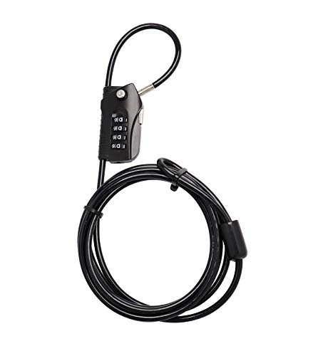 Bike Lock : Bosvision 4-digit combination padlock with cable of 2 end loops (loop cable lock) for bike, ski, camping, garden, warehouse and factory.