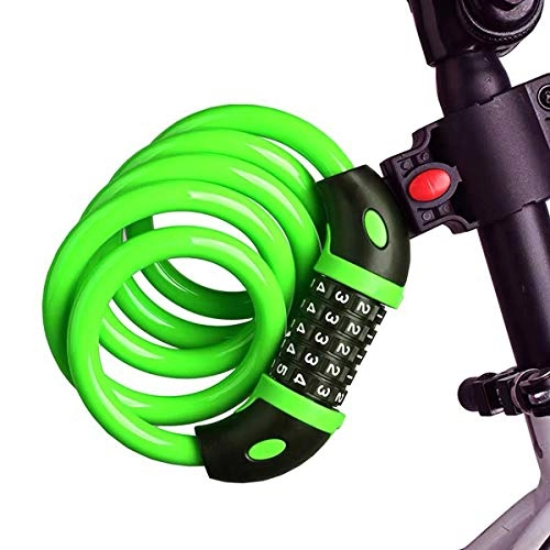 Bike Lock : BRAZT Bike Lock, High Security Bike Chain Lock Cable with Carrying Bracket, 5-Digit Resettable Combination Bicycle Lock for Outdoor Scooter, Green