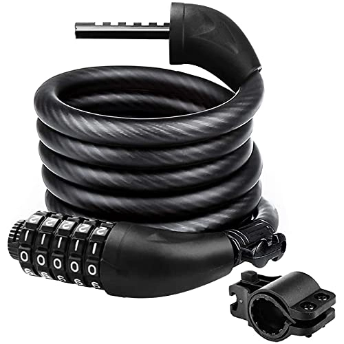 Bike Lock : BWHNER Bike Lock Combination 4.9ft Bicycle Lock, Resettable High Security 5 Digit Cable Lock Lightweight And Security, with Mounting Bracket, for Cycle Moto Scooter Grills Gate Fence