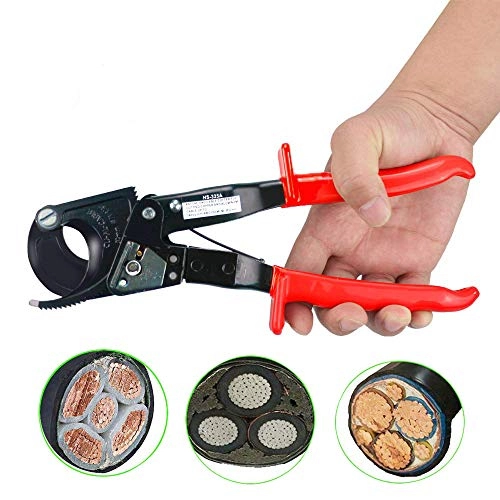 Bike Lock : Cable Cutter, HS325A Heavy Duty Aluminum Copper Ratchet Cable Cutter, Cut up to 240mm² Ratcheting Wire Cutter and Wire Cable Cutter (HS325A)